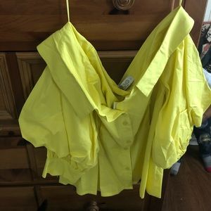 Yellow off the shoulder shirt